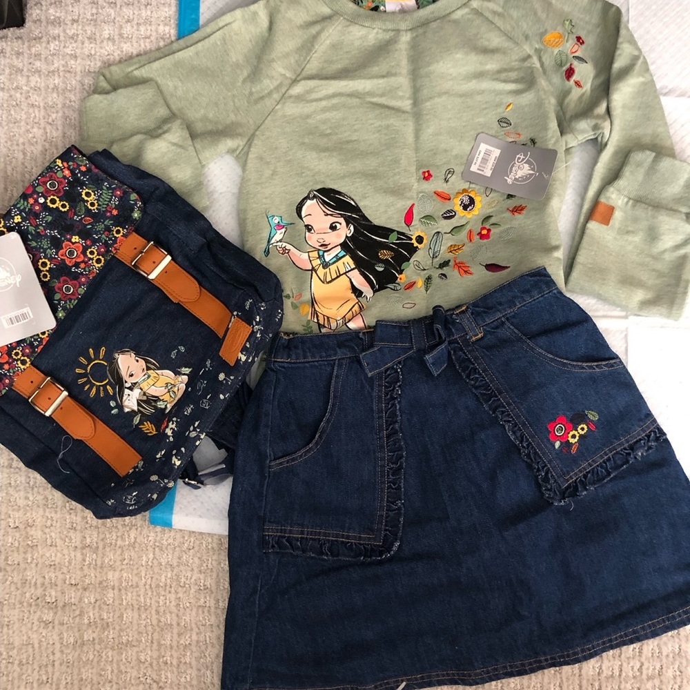 Disney Store Animators' Pocahontas Girls Sweater Dress Skirt Set Outfit